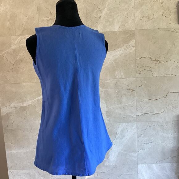FLAX Women’s Linen Fundamental Tank, Sz 4-6 Blue Lagenlook Sleeveless Tunic Fall - Picture 6 of 7